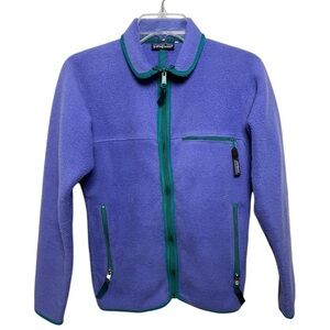 Vintage 90s Patagonia Synchilla Full Zip Fleece Jacket Size XS Purple Teal